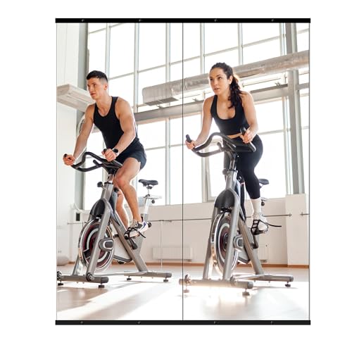 TRAHOME Home Gym Mirror for Wall,60x25x2PCS Full Length,Glass Frameless Body Large Mirror for Home Gym,Workout,Bedroom,Garage(Black) - color: Matte Black, size: 60"L x 25"W x 2PCS