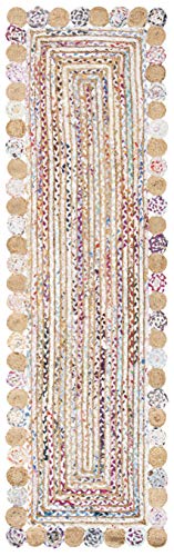SAFAVIEH Cape Cod Collection Runner Rug - 2'3" x 8', Beige & Multi, Handmade Boho Braided Jute & Cotton, Ideal for High Traffic Areas in Living Room, Bedroom (CAP201B) - color: Beige/Multi, size: 2'3" x 8' (Runner)