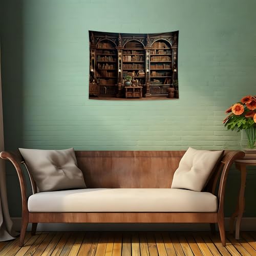 QGHOT Medieval Tapestry Vintage Bookshelf Tapestry Wall Hanging Library Backdrop Bookcase Books Room Wall Covering Victorian Wall Art for Bedroom Extra Large Living Room Decor 37.4" x 28.7" - color: G, size: 28.7"L x 37.4"W