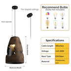 JAYMP Wabi Sabi Pendant Light for Dining Room Kitchen Island Hallway Farmhouse Hanging Lamp E26 Base Retroism Style Wine Bottle Shape Lighting Fixture, 1 Pack (Antique Brown,A Shape, D35×H51cm) - color: Antique Brown,A, size: D35×H51cm