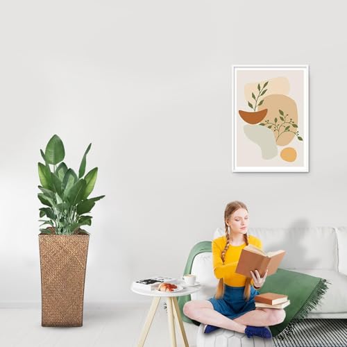 Taper Seagrass Planter - 20-Inch Tall Large Tree Planter - Handwoven Natural Square Basket for Indoor & Outdoor Plants - Stylish Decorative Flower Pot for Patio, Garden, and Home - color: Coffee