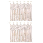 Osunnus Macrame Wall Hanging Macrame Valance Curtain for Window Doorway 40" x 30" Boho Macrame Wall Tapestry Decor with Tassel, 2 Panels