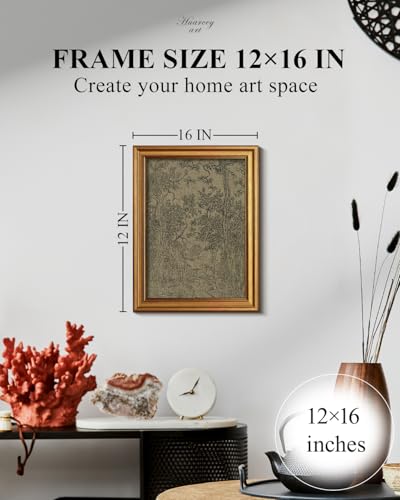 HUARCEY Gold Framed Canvas Wall Art, Antique Sketch Landscape Pictures Vintage Decor, Bedroom Kitchen Shelf Decor, Dark Moody Retro Country Farmhouse Canvas Paintings, 12x16inch - color: Landscape Sketch, size: 16"L x 12"W