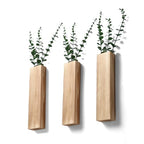 Wood Wall Vase Planters with Artificial Plants,Boho Wall Decor for Bathroom Living Room Bedroom Kitchen,Modern Farmhouse Art Decor Hanging Planters for Dried Flowers Home Office 3pcs Brown