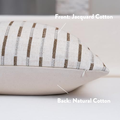 FIOUOVO Decorative Neutral Throw Pillow Covers 18x18 Farmhouse Pillow Covers Cotton Stripe Cushion Covers Home Decor for Sofa Couch Living Room Bedroom 1PC, Bold Stripe - color: Bold Stripe, size: 18" x 18" (Pack of 1)