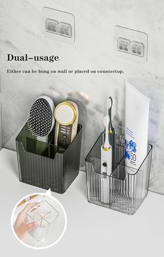 Set Of 2 Storage Organizer Bins Wall Mounted Shower Caddy, Bathroom shelves Stackable Clear Plastic Toothbrush Holder Adhesive Hanging Bin for Bathroom, Kitchen, Cabinet, Shower BPA Free Small (Clear) - color: Clear-4.33x3.54x4.53in