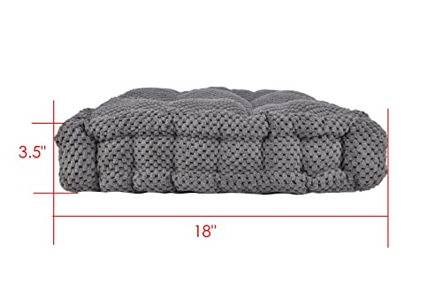 ChezMax Floor Pillow & Cushion, Large Meditation Chair Cushions, Thick Square Seat Pad, Soft Velvet Tufted Seating Pouf for Indoor/Outdoor Yoga Bench Rocking Chair Room Tatami Sofa, Grey 18"x18" - color: Grey M