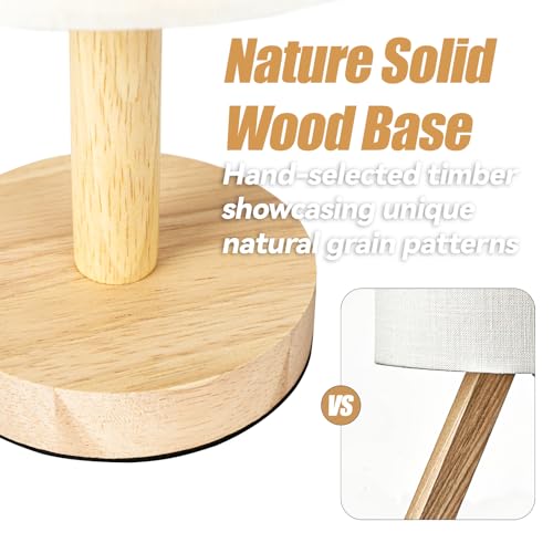 LALISU Small Table Lamp for Bedroom, Nightstand Lamp Linen Lampshade Bedroom Wood Base Small Bedside Lamp for Night Stands, Desk Lamps for Reading Living Room, Office (LED Bulb Included) (Wood Base) - color: Beige Shade+Wood Base