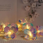 Fiber Optic Flower String Lights Battery Operated 10ft 20 LED Artificial Flower Garland Fairy Lights for Wedding Christmas Party Room Garden Decor (Warm White, 10ft) - size: 10ft