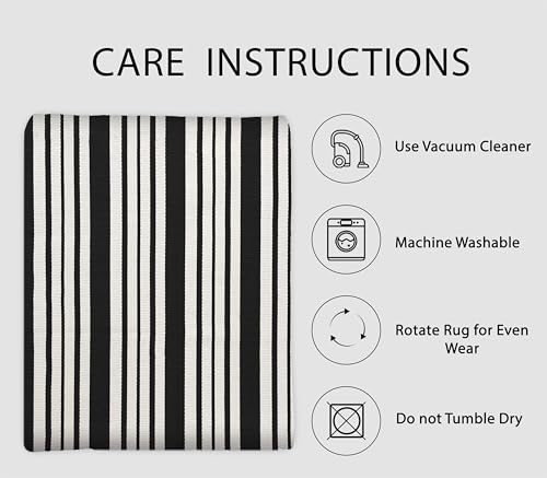 IOHOUZE Black and White Striped Rug 2.3'x3.6' Front Door Rugs Outdoor, Small Washable Area Rug for Front Porch, Spring Summer Doormats Outdoor Indoor, Cotton Rugs for Entryway Porch Entrance - color: Black and White Stripe, size: 2'4" x 3'8" (Rectangular)