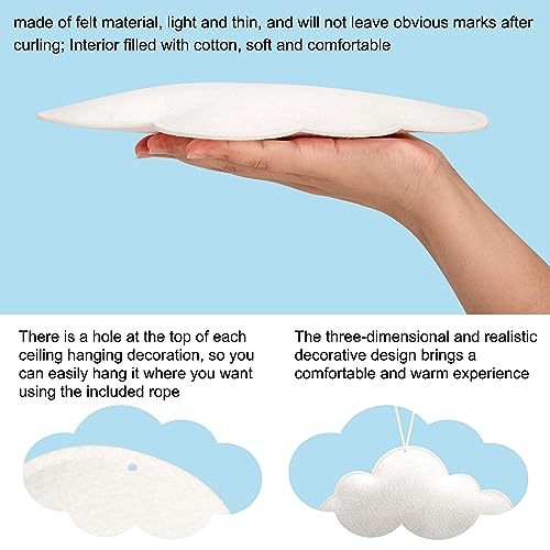 ayfjovs 10pcs 3D Cloud Decoration Hanging Cloud for Ceiling Decor, Felt 3D White Cloud Ornament for Art Stage Wedding Nursery Children Room Party Baby Shower Cloud Props - style: Puffy Style-10pcs