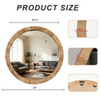 28'' Round Mirror with Irregular Twisted Rattan Frame, Boho Wall Mirror for Bedroom Living Room Entryway Decor (Natural Rattan)
