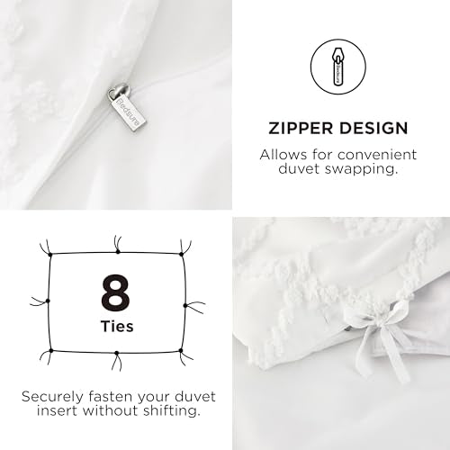Bedsure Boho Duvet Cover King Size with Fitted Sheet - Boho Bedding Comforter Set, 4 Pieces, Includes 1 Duvet Cover 104"x90" with Zipper Closure, 2 Pillow Shams, 1 Fitted Sheet, White - color: 01 - White (No Comforter), size: King (With Fitted Sheet)