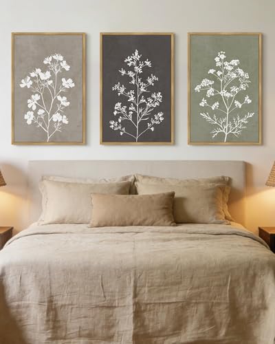 Drsoum Flower Framed Wall Art Vintage Floral Minimalist Wall Hanging Decor Farmhouse Colorful Botanical Prints Artwork for Bedroom Living Room Hallway 24x36in Natural Framed - color: Retro Flower, size: 24x36in, Natural Framed