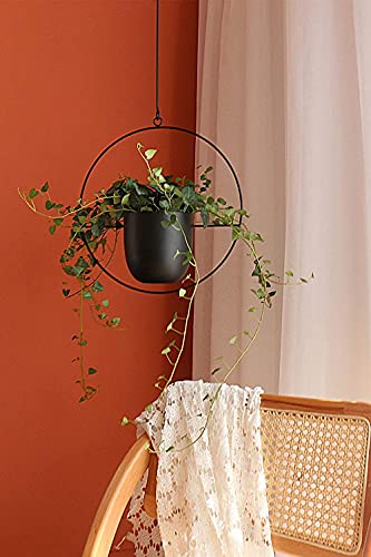 2 Pcs Hanging Planters for Indoor and Outdoor Plants with Hooks and Chains, Metal Modern Wall Ceiling Planter Hangers Minimalist Flower Pot Holder Basket for Home Decor(Black) - color: Black, size: 2PCS