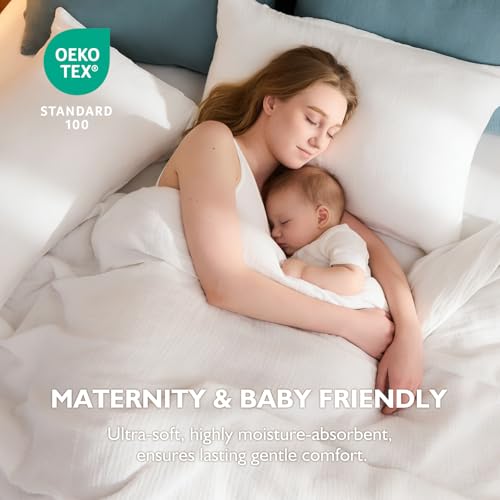 EMME Cream White Muslin Duvet Cover Queen Size, 100% Cotton Soft Gauze Bedding Set with 2 Pillowcases, Breathable Lightweight All Season Comforter Cover with Zipper & Corner Ties, 90"x90" - color: 01 - Cream White, size: Queen(90"×90")