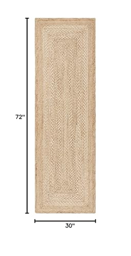SAFAVIEH Natural Fiber Collection Runner Rug - 2'6" x 6', Natural & Ivory, Handmade Farmhouse Boho Coastal Rustic Jute, Ideal for High Traffic Areas in Living Room, Bedroom (NF885B) - size: 2'6" x 6' (Runner)