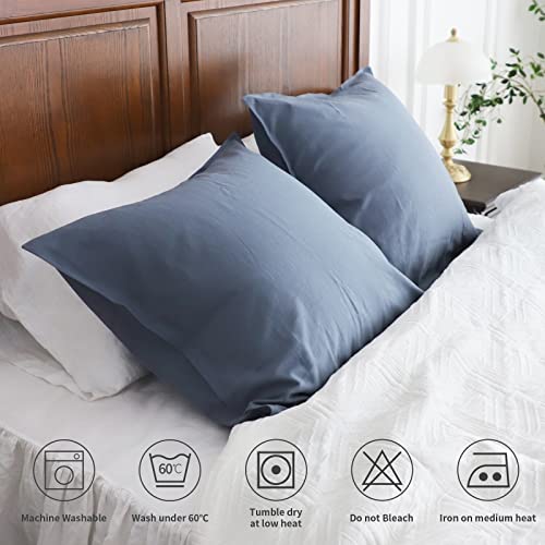 Simple&Opulence Linen Euro Shams Basic Style Solid Color 24x24 Inch Pack of 2 Flax Cotton Blend Decor Throw Pillow Covers Soft Breathable Farmhouse Pillow Shams - Navy Blue - color: Navy Blue, size: 24"×24"