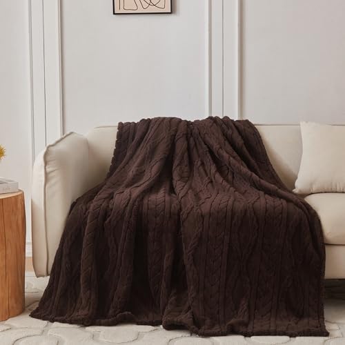 COOVA Brown Fleece Throw Blanket for Couch - Super Soft Cozy Plush Fuzzy Blanket for Sofa,Premium Sherpa Warm Throw for Women,Bed,Chair,50x60 Inches - color: Dark Brown, size: 50“x60”