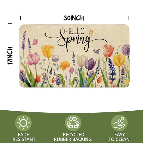 Spring Summer Door Mat,Hello Spring Tulip Lavender Flower Floral Indoor Outdoor Non-Slip Doormat,Entryway Front Porch Farmhouse Spring Welcome Door Mat Colorful for Entrance Decor,30" x 17" - color: 2026 Spring Summer 5
