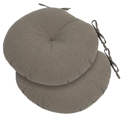 FUNHOME 15"x15"x4" Bistro Chair Cushion Set of 2, Water Repellent Round Outdoor Chair Cushions with Ties, Patio Tufted Chair Pads for Home Garden (Beige Coffee) - color: Beige