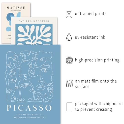 ANERZA 16 PCS Blue Wall Art Decor, Matisse Gallery Wall Prints for Bedroom, Light blue posters for Room Aesthetic, Collage Kit Pictures for Living Room, Teen Girls Dorm Home Artwork - color: Blue, size: 11"x14" Unframed