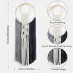 LB Black Macrame Wall Hanging, Handmade Woven Tapestry- Boho Dream Catchers Grey and Black Hanging Macrame Wall Art for Living Room Apartment Office Backdrop,10X30 Inch - color: Grey