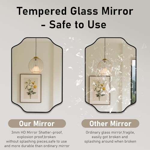 Black Bathroom Mirror Over Sink 24x36 Inch, Wall Mounted Modern Rectangle Vanity Mirrors with Tempered Glass for Bedroom Living Room or Entryway, Vertical/Horizontal Hanging - color: Black C, size: 36"L x 24"W