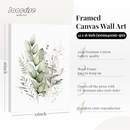 Watercolor Botanical Wall Art Set of 3 Boho Floral Canvas Wall Decor Prints Sage Green Wildflower Wall Art Modern Flower Pictures Botanical Painting for Bedroom Bathroom 12x16 Inch Wrapped Canvas - color: Watercolor Botanical Prints, size: 12x16 Inch Wrap