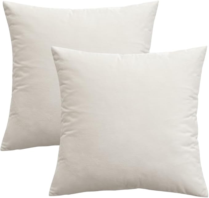 MIULEE Velvet Throw Pillow Covers 20x20 inch, Pack of 2 - Cream White, Soft Solid Decorative Pillow Covers Cushion Cases Modern Luxury Home Decor for Spring Couch Sofa Bedroom Livingroom