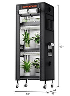 Spider Farmer 2026 Plant Stand with Grow Light, 4-Tier Rack 6Pcs 12" Full Spectrum 5000K LED Grow Lamps and Tent Cover Height Adjustable Small Greenhouse for Seedling Plant Indoor 16Lx12Dx47H (Update) - size: S-16x12x47in