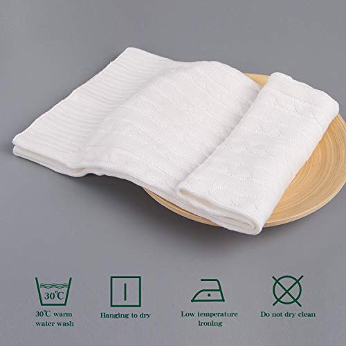 NTBAY 100% Pure Cotton Cable Knit Toddler Blanket, Super Soft Warm Breathable 30x40 Baby Blanket for Crib, Stroller, Nursery, Travel, Newborn, 30x40 Inches, White - color: White