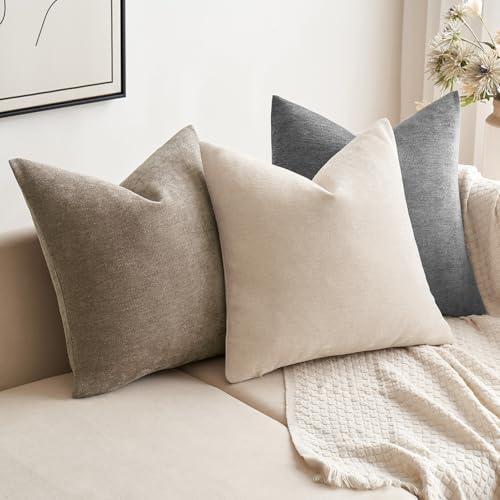 MIULEE Pack of 2 Dark Gray Decorative Pillow Covers 20x20 Inch Soft Chenille Couch Throw Pillows Farmhouse Cushion Covers for Home Decor Sofa Bedroom Living Room - color: Dark Gray, size: 20" x 20" (Pack of 2)