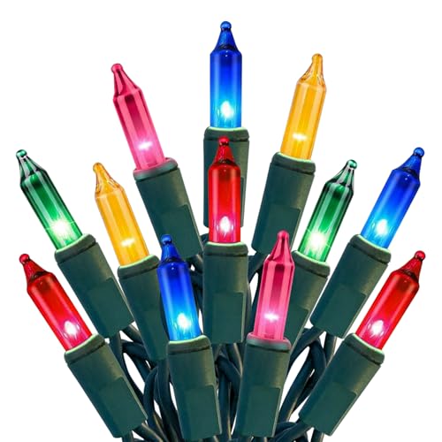 HISHINY Christmas Lights 100 Count Multicolor Christmas Tree String Lights with Green Wire for Outdoor Indoor Christmas Decorations Wedding Decorations Valentines Day Decor,UL Certified (21feet) - color: Multicolor