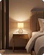 Gold Table Lamps Set of 2, Small Bedside Lamps Set of 2, 2700K LED Bulb Included, Gold Metal Base & Beige Linen Lampshade, Modern Nightstand Lamps for Bedroom, Living Room DE06TLP205 - color: 2Pack Beige + Gold