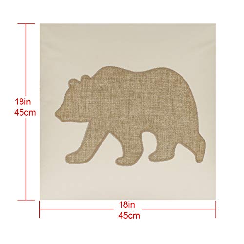 Embroidered Throw Pillow Covers Bear Pattren 18x18 Inches for Living Room Cotton Cushions Covers (Khaki) … … - color: Bear-khaki