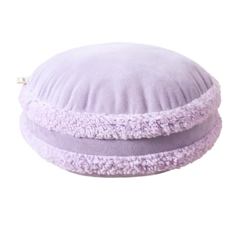 Round Throw Pillow 16x16 Macaron Shape No Zipper Design Down-Like Polyester Filling Super Soft Feather-Like Touching Floor Pillow 40x40cm Home Décor Circle Cushion for Couch, Purple, 1 Piece - color: Light Purple, size: 16"D x 16"W x 6.5"H