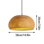Bamboo Art Pendant Light Woven Oval LampShade Modern Hanging Natural Wicker Pendant Lamp Lighting Asian Style Restaurant Pendant Light Fixtures for Kitchen Island,Cafe,Teahouse,Bar - size: 38cm*20cm