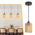 3 Pack Rattan Chandelier Pendant Lights Kitchen Island,Farmhouse Boho Chandeliers Adjustable Height Hanging lamp for Dining Room,Kitchen Ceiling Light Fixtures with Hand Woven Wicker Lampshade - size: 3 Pack