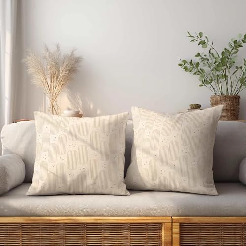 Arch Throw Pillow Covers 18x18 Set of 2 | Beige Cream Decorative Cushion Covers | Neutral Farmhouse Pillow Cases for Couch Sofa Bed Living Room - color: Arch Dots