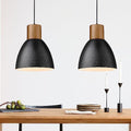 ELYONA 2 Pack Hammered Pendant Lights, 10.2” Industrial Metal Solid Wood Hanging Lamp, Modern Island Pendant Light Fixtures for Kitchen Bar, Farmhouse Dining Room, Bedroom, Living Room, Office, Black - color: Black - 2 Pack