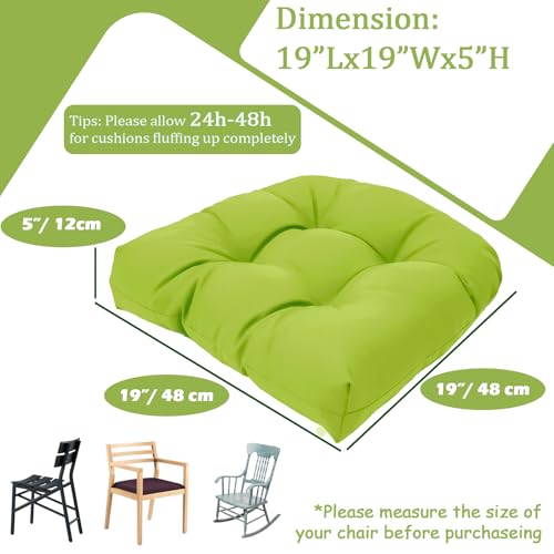 MTMR Outdoor Chair Cushions Set of 2, 19x19 Waterproof Wicker Seat Cushions for Patio Furniture, Thick Tufted Outdoor Replacement Furniture Pad for Porch Lawn Wicker Desk Dining Rocking Chair, Green - color: Green