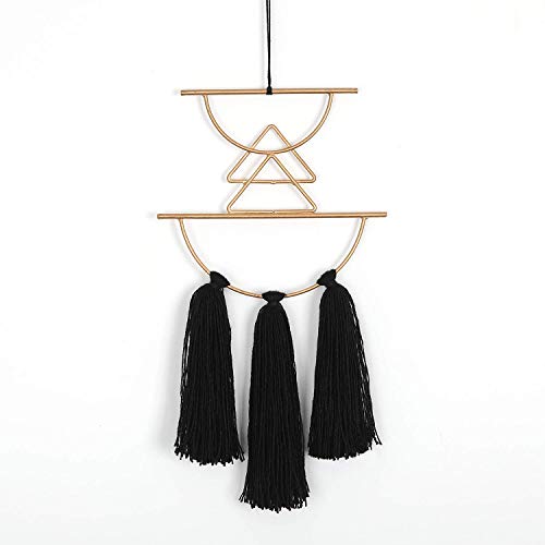 IOWER Boho Wall Decor Black Macrame Wall Hanging Metal Art Cute Home Small Decor for Livingroom Bedroom12 H - color: Black