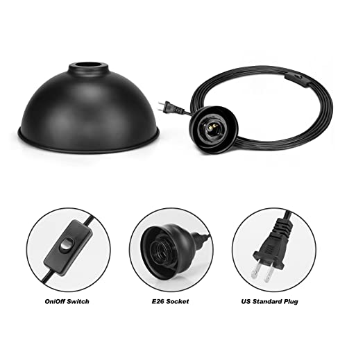 Plug in Pendant Light, 15FT Hanging Lights with Plug in Cord, On/Off Switch, Industrial Pendant Light with Plug in Cord, Metal Hanging Lamps for Living Room, Kitchen, Dining Room, Bedroom - color: Black