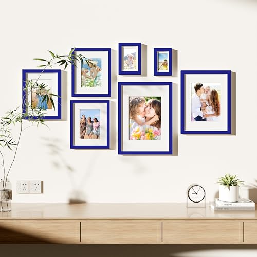 decorUhome 4x6 Picture Frame Set of 10, Display Photos 3.5x5 with Mat or 4x6 Unmatted for Picture Frames Collage Wall Decor, Royal Blue - color: Royal Blue, size: 4x6