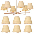 Tuanse 6 Pcs Boho Rattan Lamp Shade Scalloped Empire Shaped Clip on Chandelier Shade 3" x 6" x 5" Replacement Rustic Barrel Lighting Cover for Kitchen Dining Living Room Table Wall Chandelier - color: Beige, size: Rattan, style: Bohemian
