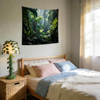 QGHOT Jungle Tapestry Wall Hanging Tropical Rainforest Backdrop Green Palm Leaves Tapestry Extra Large Forest Wall Art for Bedroom Living Room Office Deco 51.2" L x 59.1" W - size: 51.2"L x 59.1"W