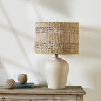 Maxax Boho Ceramic Table Lamp for Living Room, 21" Farmhouse Ceramic Bedside Lamp with Woven Rattan Shade, Coastal Rattan Bedroom Lamp for Nightstand - color: Beige