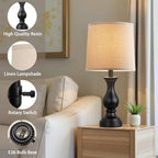 Seealle Farmhouse Table Lamps Set of 2 - Rustic Lamp for Bedroom Living Room, 22" Boho Bedside Lamps for Night Stands End Table Office Desk Lamp Nightstand with Linen Shades(Matte Black) - color: C. Matte Black