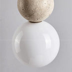 Modern Indoor Pendant Light Natural Stone Spherical Hanging Light Frosted White Glass Suspension Pendant Lamp for Bedside Restaurant Kitchen Island Aisle Bar Club Chandelier (Brown) - color: Brown